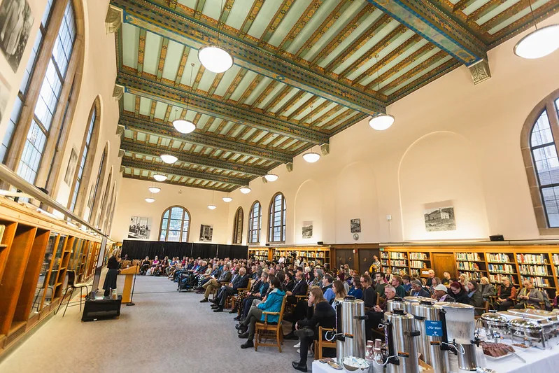 Photo of a lecture taking place in the WWU reading room